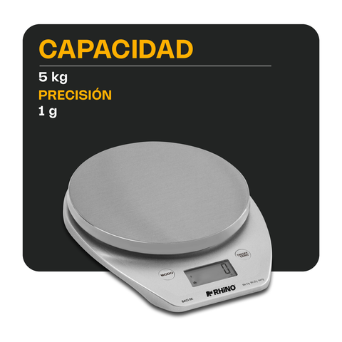 Báscula de cocina digital 5 kg con Bluetooth
