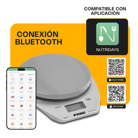 Báscula de cocina digital 5 kg con Bluetooth