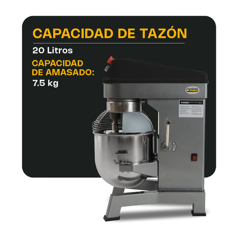 Batidora Planetaria de Velocidad Variable 20 Lt