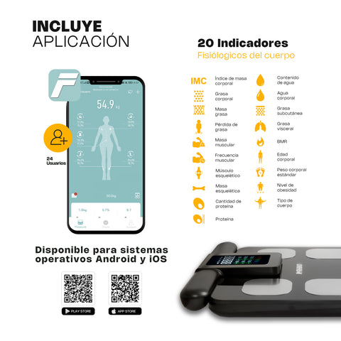 Báscula Inteligente de Pesaje Corporal BIOMA-180