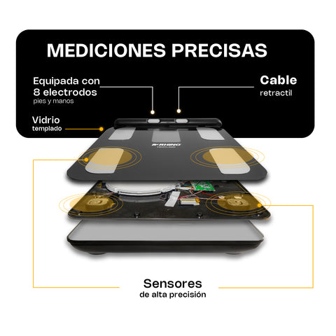 Báscula Inteligente de Pesaje Corporal con 8 Electrodos
