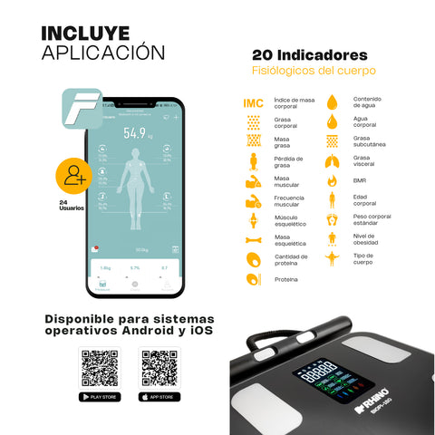 Báscula Inteligente de Pesaje Corporal con 8 Electrodos