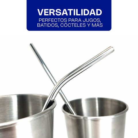 Popote Curvo Ecológico de Acero Inoxidable