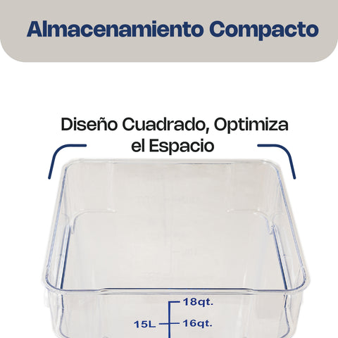 Recipiente Cuadrado de Policarbonato 18 qt