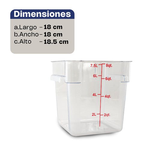 Recipiente Cuadrado de Policarbonato 8 qt