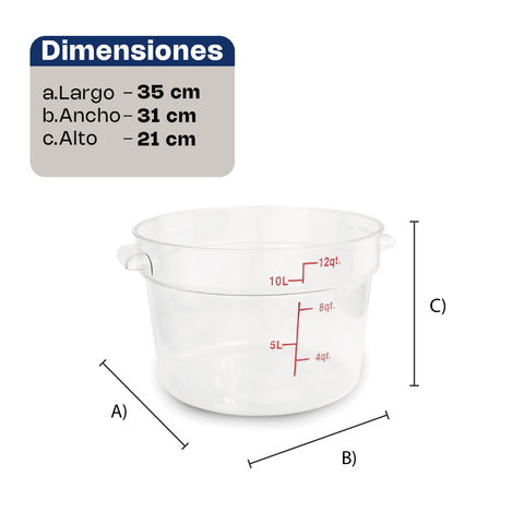Recipiente de policarbonato redondo