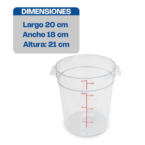 Recipiente Redondo de Policarbonato 4 qt