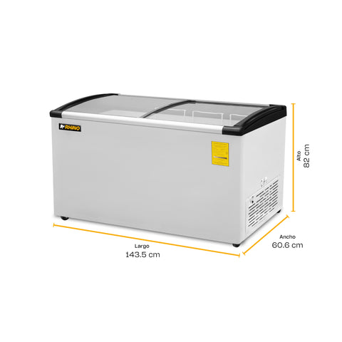 Congelador Tapa de Cristal Curvo 10 pies