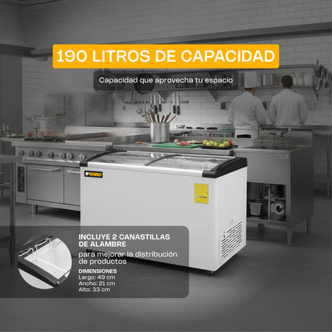 Congelador Tapa de Cristal Curvo 7 pies