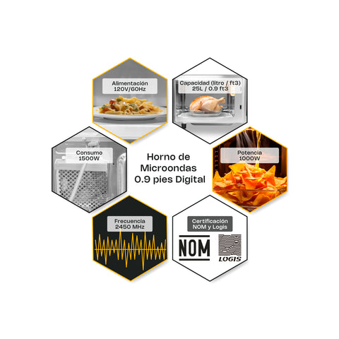 Horno de Microondas 0.9 pies Digital