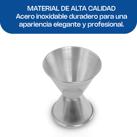 Medidor para bebidas doble de acero inoxidable, 1 y 2 oz.