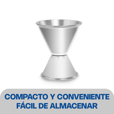 Medidor para bebidas doble de acero inoxidable, 1 y 2 oz.