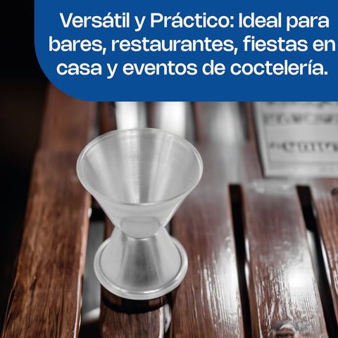 Medidor para bebidas doble de acero inoxidable, 1 y 2 oz.