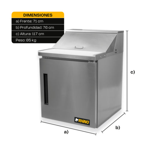 Mesa refrigerada de preparación 6.9 pies