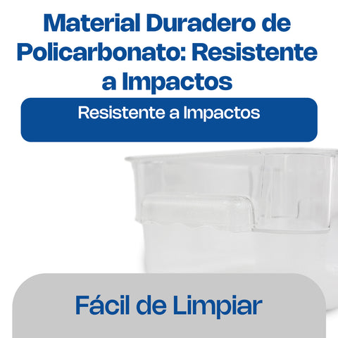 Recipiente de policarbonato cuadrado