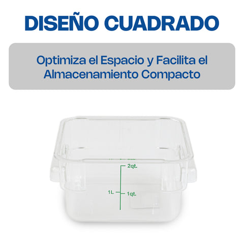 Recipiente de policarbonato cuadrado