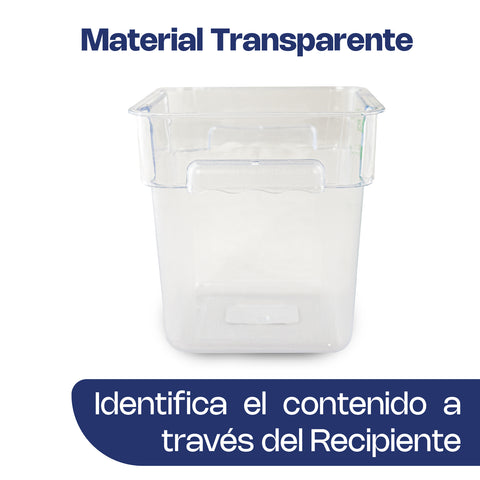 Recipiente de policarbonato cuadrado