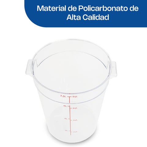 Recipiente de policarbonato redondo