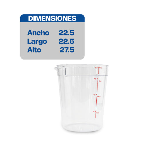 Recipiente de policarbonato redondo