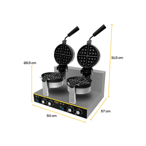 Waflera Belga Giratoria Doble 1,850 W